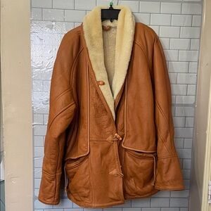 Vintage Gozde Antelope Brown Shearling Coat size L